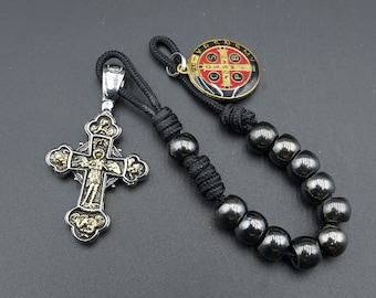 Handmade Indestructible Saint Michael Pocket Rosary protection - Solid 10mm gunmetal beads