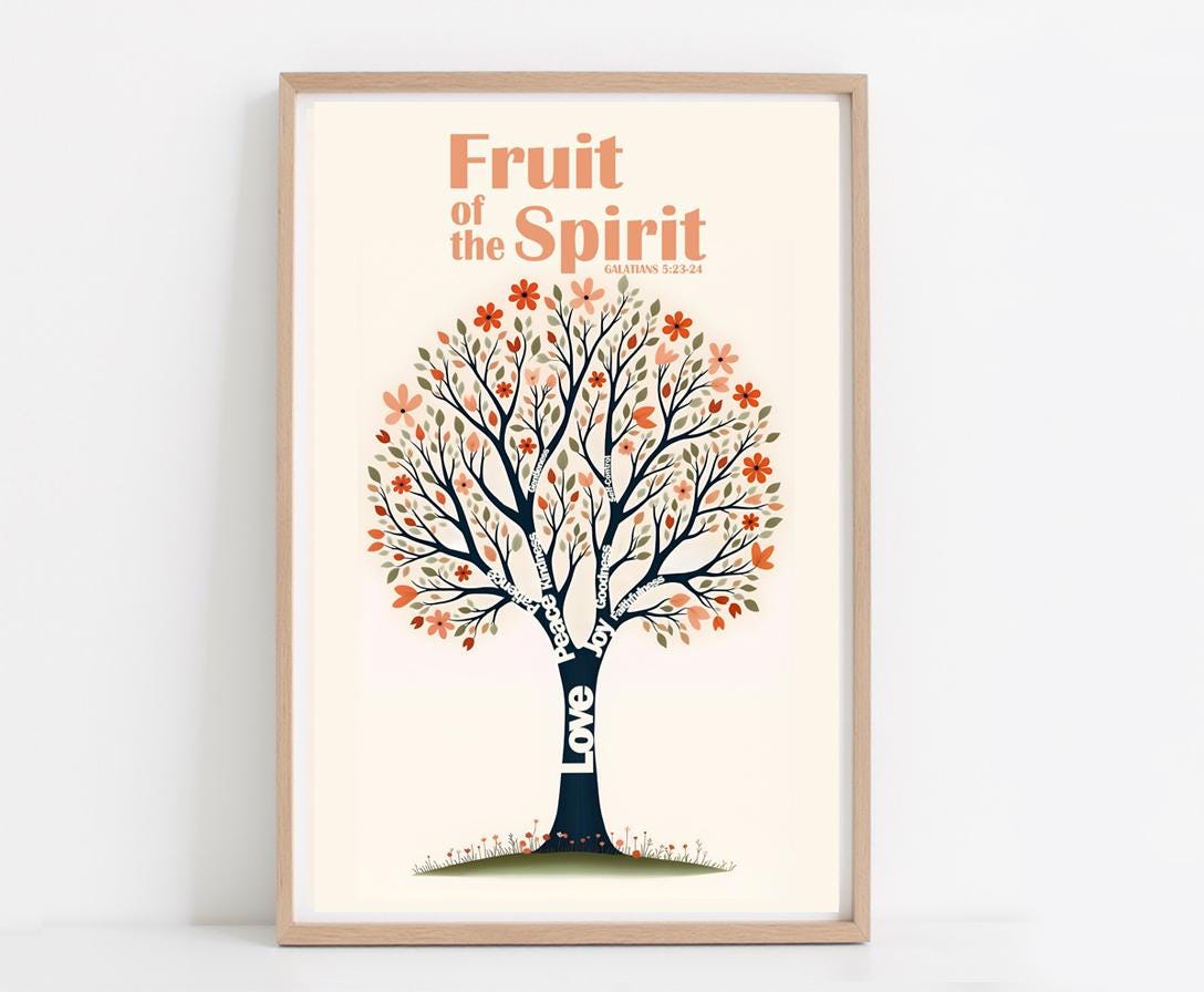 Fruit of the Spirit Wall Art, Dorm Room Essentials, Christian Wall Art, Scripture Wall Art Gift, tree of life