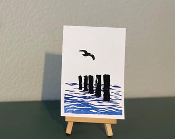 Linocut print “Ocean” handmade