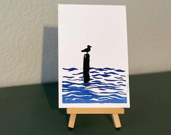 Linocut print “Seaside” handmade