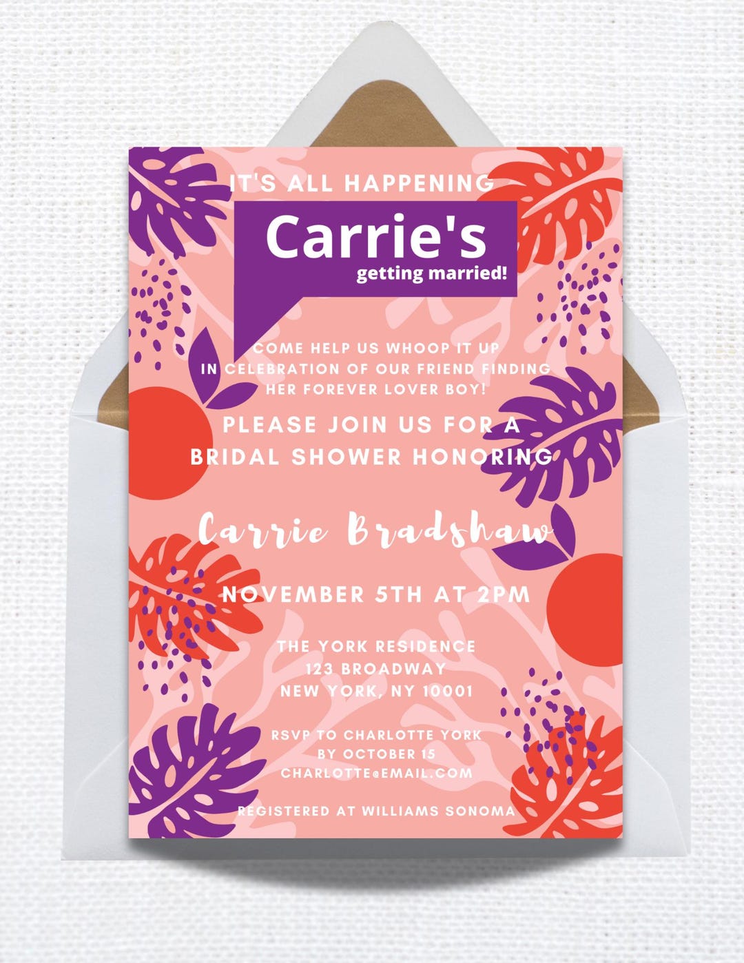 Bravo Tropical Wedding Shower Invitation Template - Etsy
