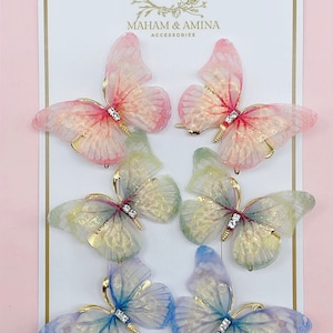 6pcs Rhinestone Detail Butterfly Decor Alligator Hair Clip