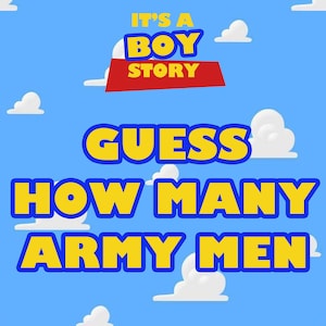 Baby Shower de Toy Story - Es una historia de niños - Juego de adivinar cuántos soldados hay - Juego de cartas para baby shower - Descarga instantánea