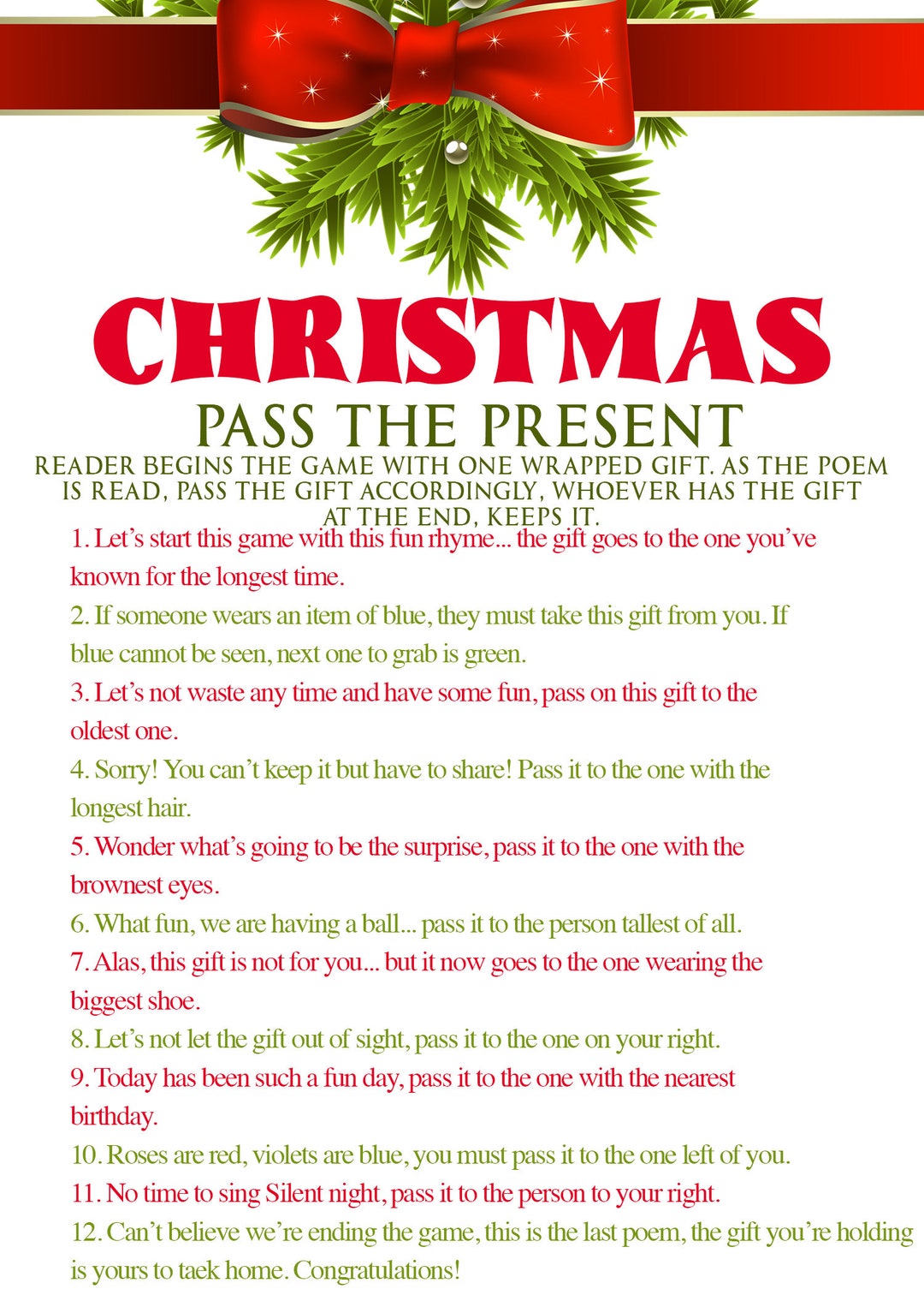 Christmas Pass the Present Game Christmas Pass the Prize Games