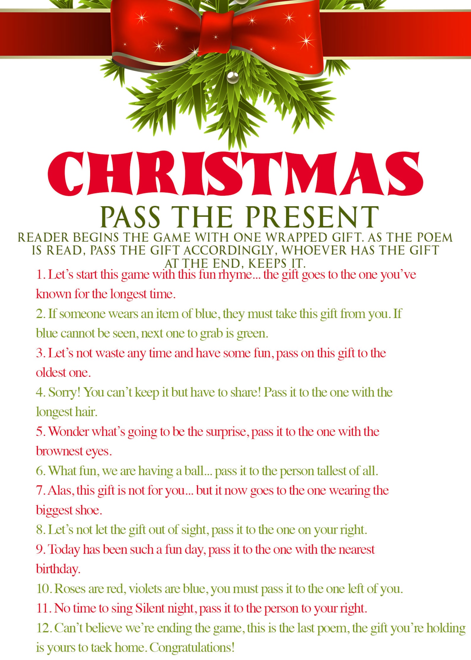 Christmas Pass the Present Game - Christmas Pass the Prize Games ...