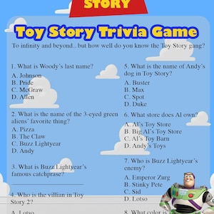 Toy Story babyshower - It's A Boy Story - Toy Story Trivia Game - kaartspel babyshower - direct downloaden
