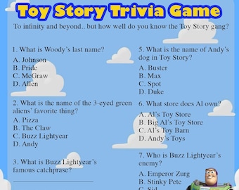 Baby Shower de Toy Story - Es una historia de niños - Juego de trivia de Toy Story - Juego de cartas para baby shower - Descarga instantánea