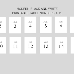 Modern Simplistic Black & White Wedding Table Number Template - Self-Editable Template