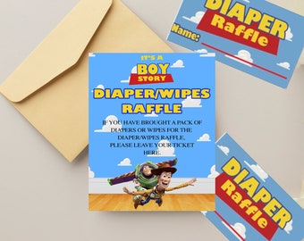 Diaper Raffle - Toy Story Baby Shower - Its a boy story - baby shower games - digital download - instant download