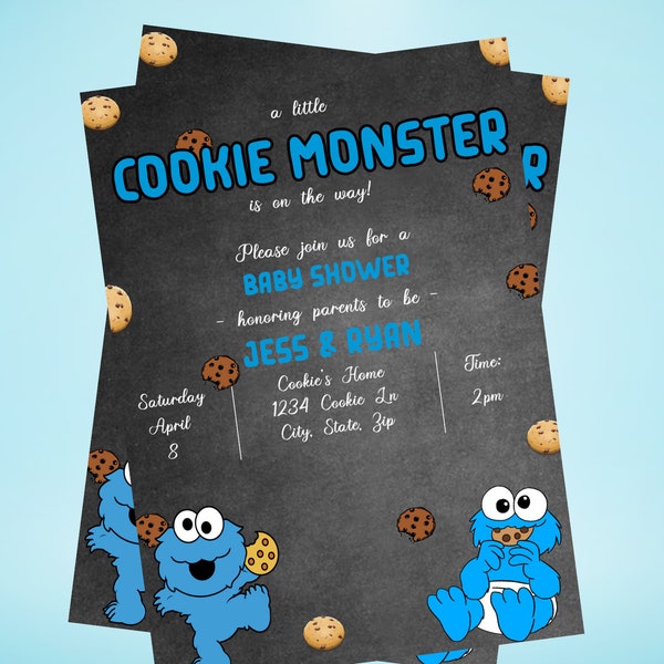 Cookie Monster Baby Shower Invitation