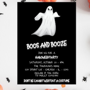 Halloween Party Digital Invite - Halloween Boos and Booze Party Invite - Instant Download - Digital Template - Digital Download