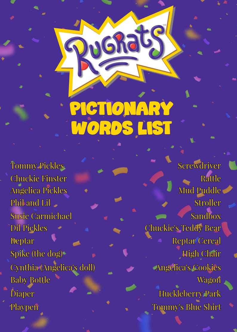 Word Search Rug Rats Editable Rugrats Baby Shower Games Bundle | 16 Printable Party Games ...