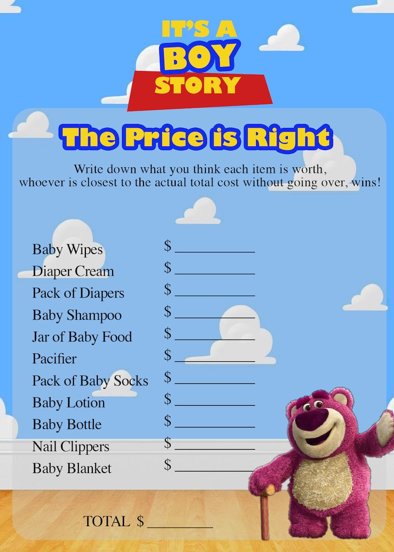 Toy Story 'it's A Boy Story' Baby Shower Game Collection With 8 Games ...