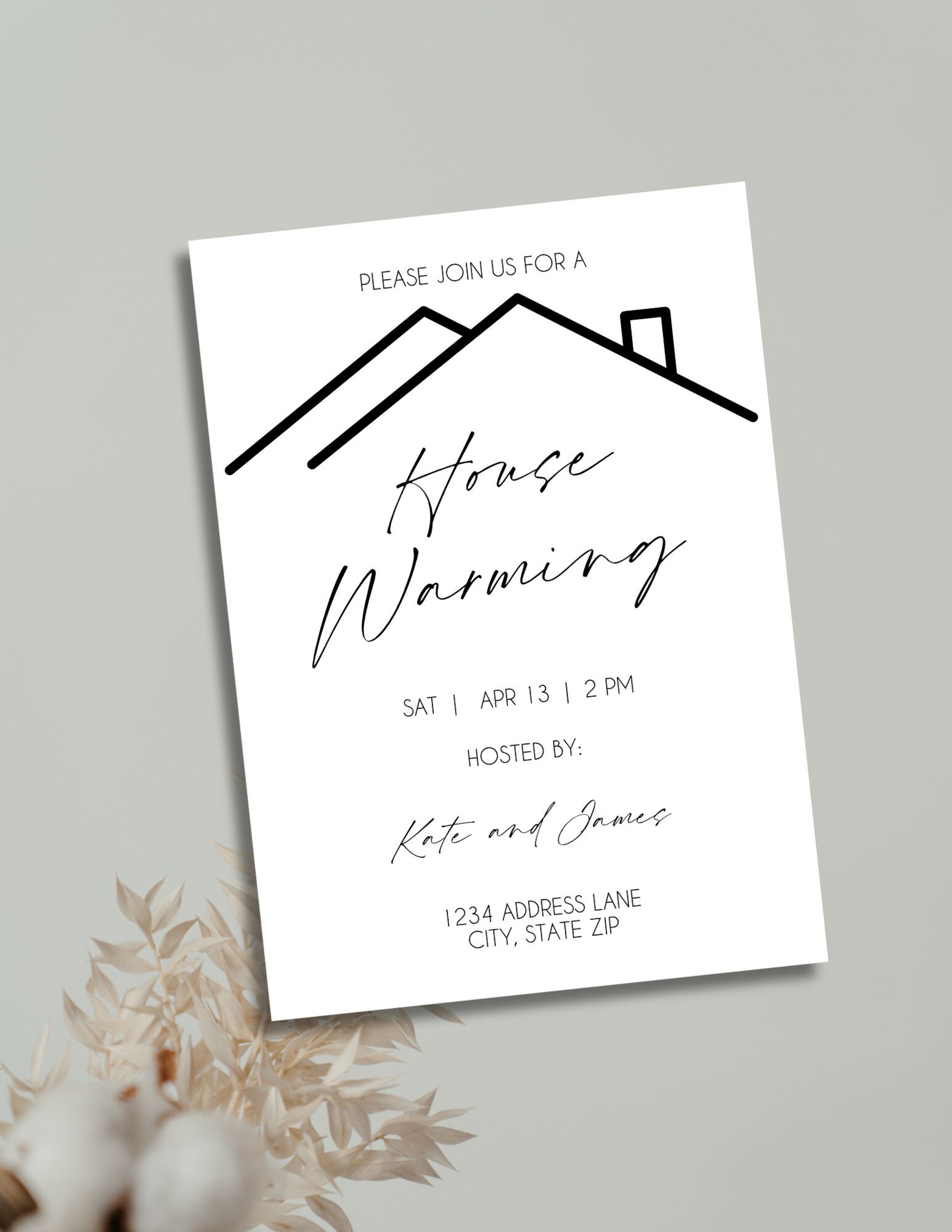Minimalist Housewarming Invitation Template - White Design - Digital ...