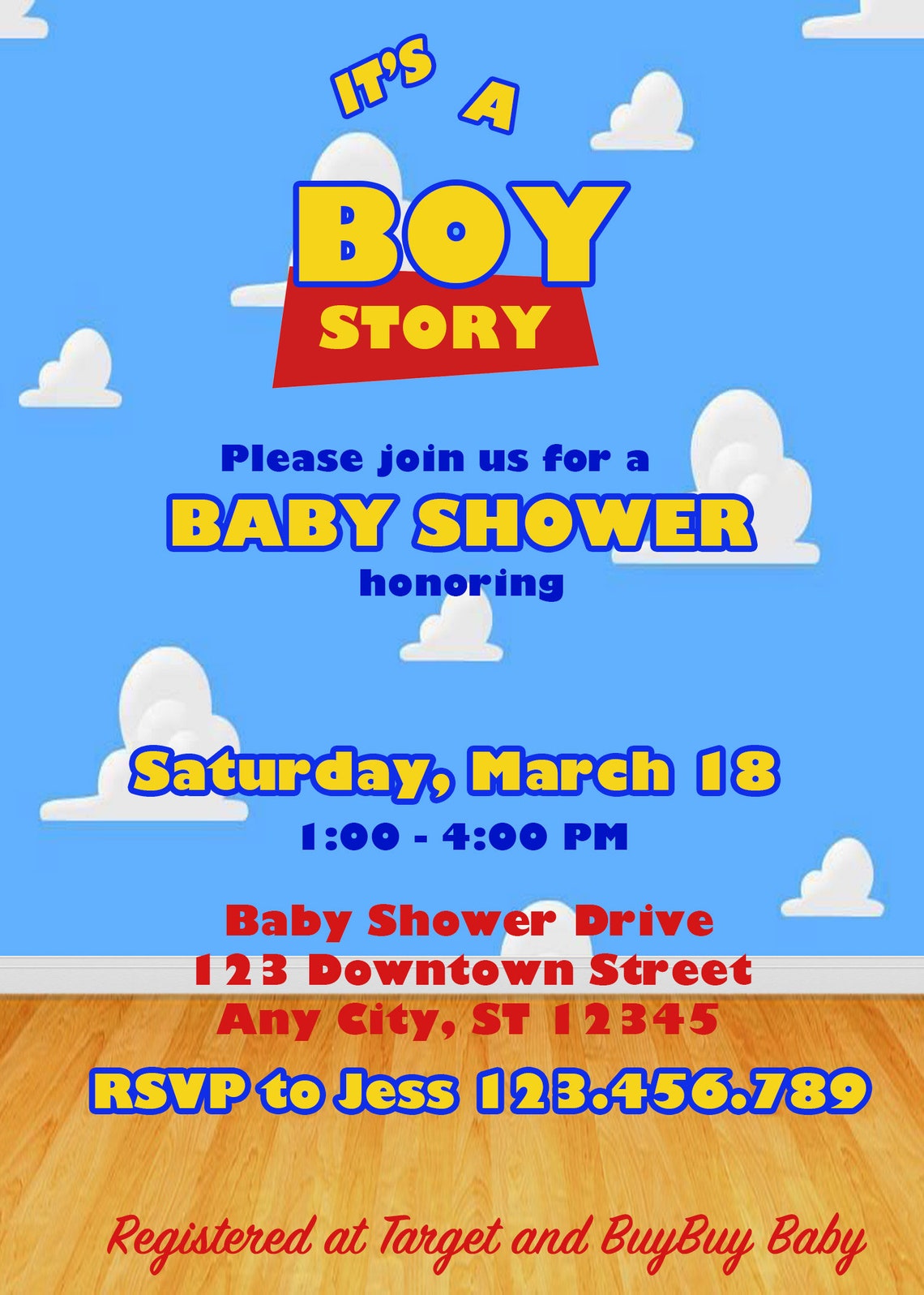 Toy Story Baby Shower Invitation It's A Boy Story Theme Baby Shower