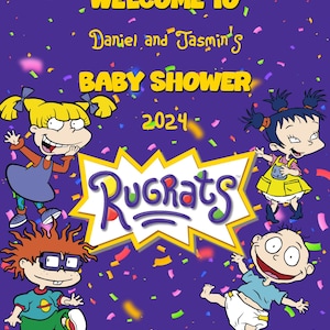 Bewerkbaar welkomstbord met rugrats-thema voor babyshowers - direct downloaden