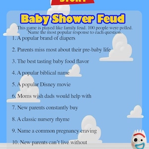 Baby Shower de Toy Story - Es una historia de niños - Juego de Baby Shower Feud - Juego de cartas para Baby Shower - Descarga instantánea