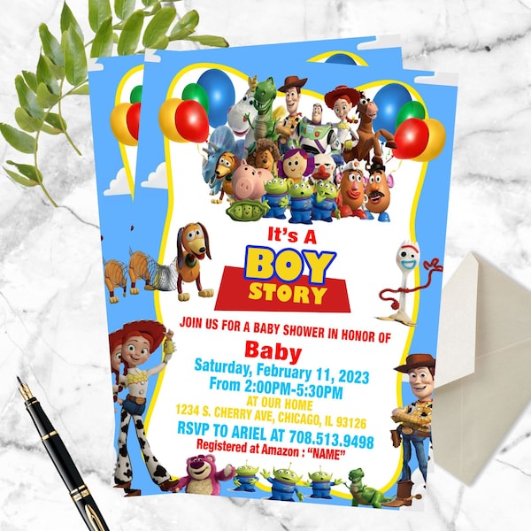 Toy Story Baby Shower Invitation - Toy Story Baby Shower Party Invite - It's A Boy Story - Printable - Instant Download - Digital Template