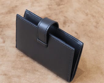 Handcrafted Italian Leather Bifold Wallet with Strap Closure