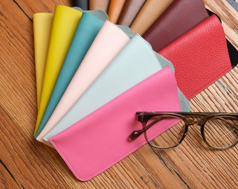 Étui de lunettes de soleil en cuir - Couverture de lunettes en cuir - Cuir multicolore fait à la main