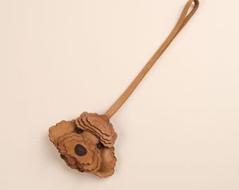 Handmade Leather Poodle Bag Charm: Playful Keychain Gift