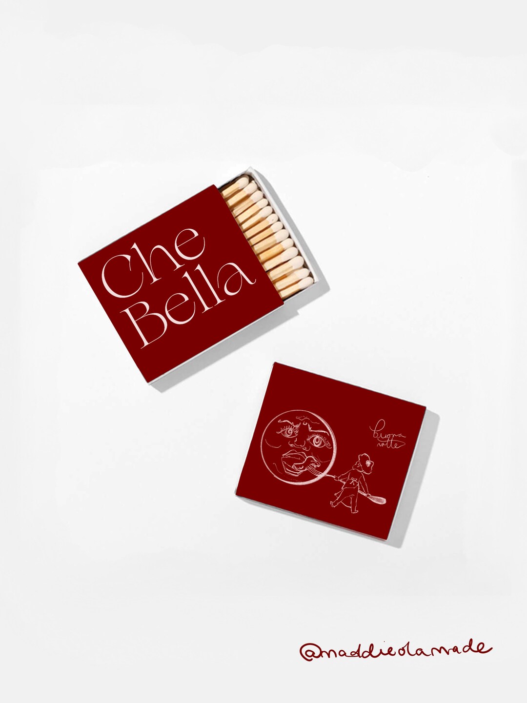 French Inspired Hand Drawn Wedding Matchbook Matchboxes Red Etsy