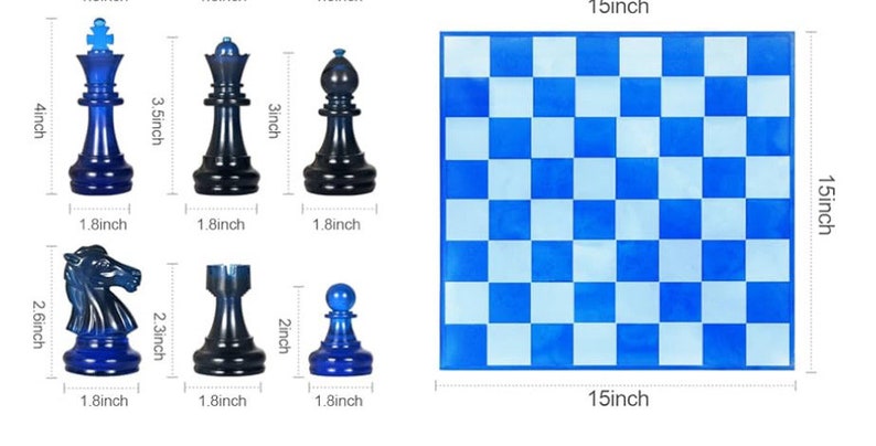 Set di scacchi extra large in resina; verde e giallo immagine 8