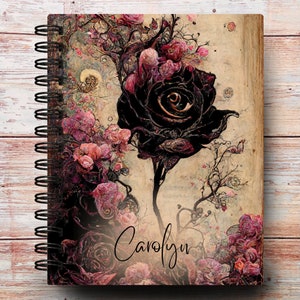 Custom Weekly Planner - Gothic Black Rose  | Choose Your Start Month | 12 Month Calendars | Monthly Goals | Monthly Bill Trackers