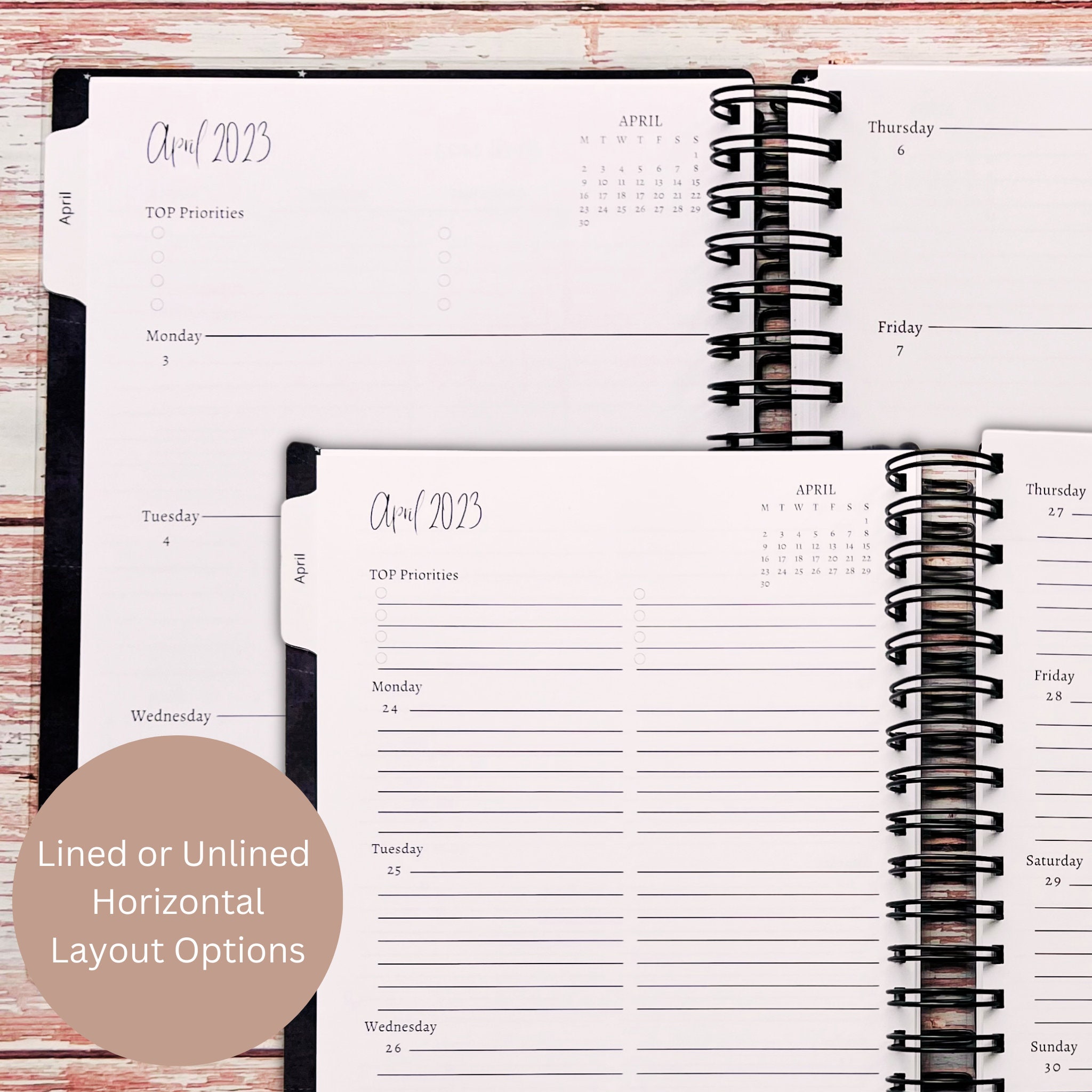 Custom weekly planner gothic black rose choose your start month 12
