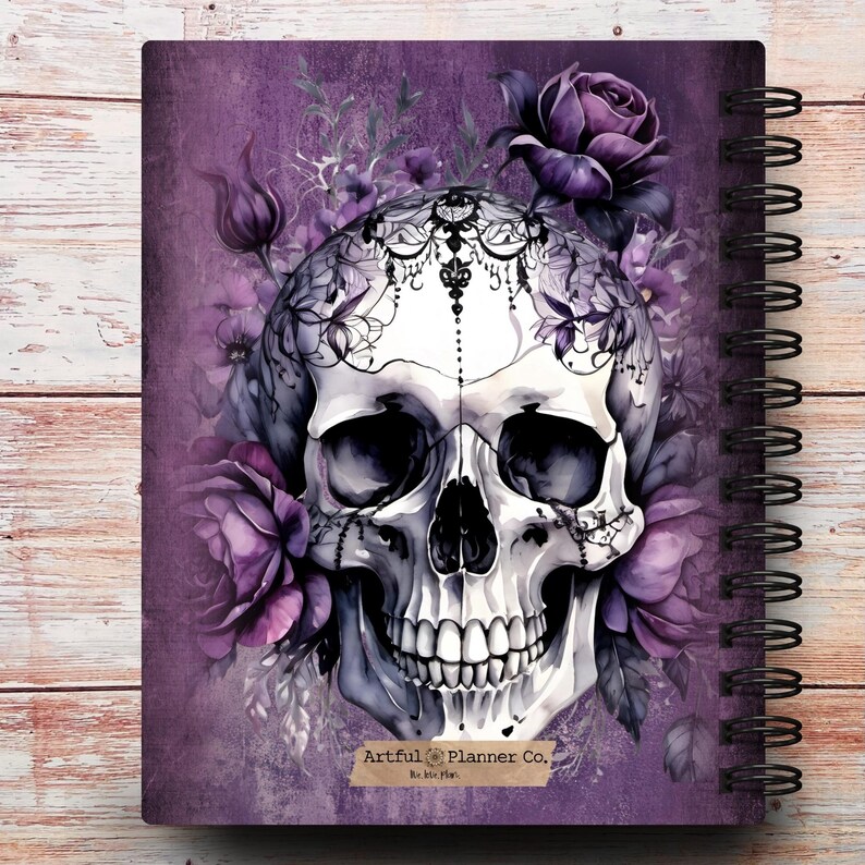 Personalized Gothic Notebook & Custom Journal | Amethyst Skull image 2
