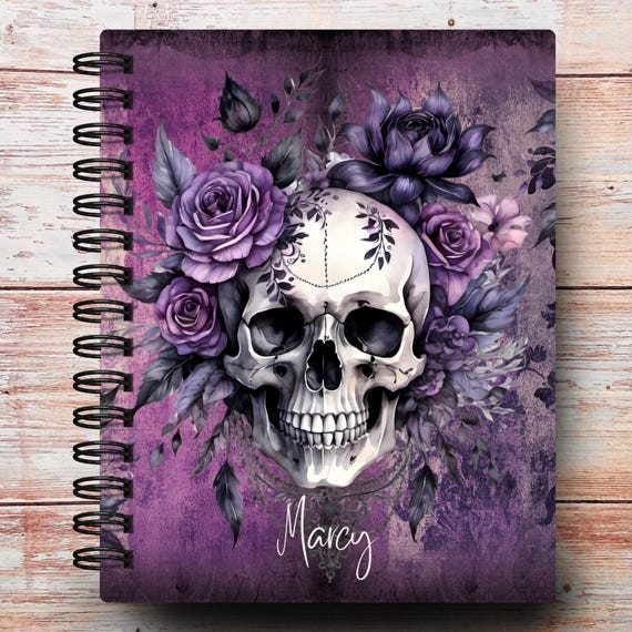 Personalized Gothic Notebook & Custom Journal | Amethyst Skull