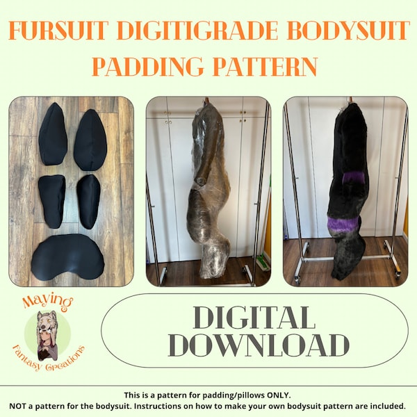 Fursuit digitigrade bodysuit PILLOW/ PADDING ONLY pattern. Read description before buying. Digital download.