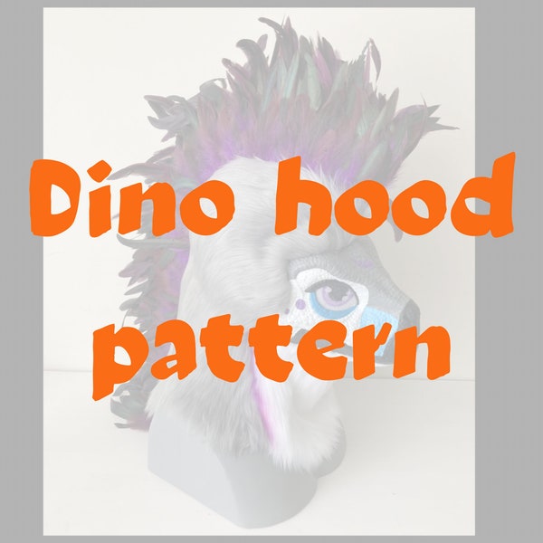 Dinomask hood and neck pattern digital download with instructions and video tutorial