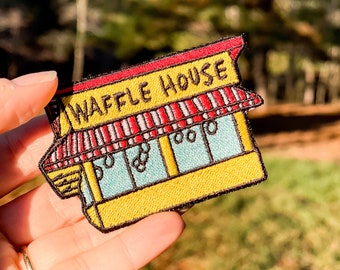 Waffle House Iron-On Patch | Sew-On Patch | Patch for Jeans, Jackets, Bags, and Hats | 2.5” in wide by 2" tall.
