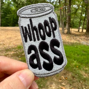 Whoop Ass Iron on Patches - Sew On Embroidered Patches for clothes - Sew On Applique Patch for Clothes Backpack Hat - 3" x 1.5" (H x W)