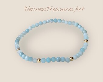 Amazonite bracelet "Serenity & Balance" for women - delicate, 18 karat gold-plated