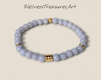 Aquamarine bracelet "Inner Peace & Serenity" for women - 18 karat gold plated