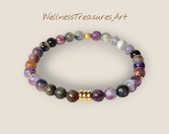 Colorful Tourmaline Bracelet "Balance & Harmony" for Women - 18 karat gold plated, Mindfulness Gift