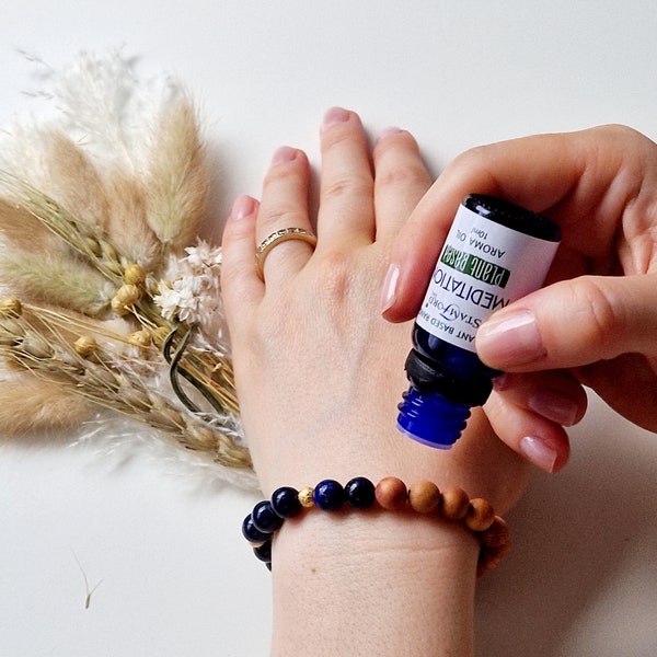 Aromatherapy small gift for girlfriend made of lapis lazuli diffuser bracelet and essential oil