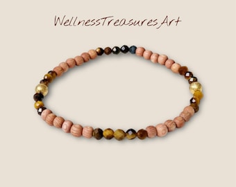 Tiger's eye and rosewood scented bracelet, gold bracelet - essential oils - diffuser - aromatherapy