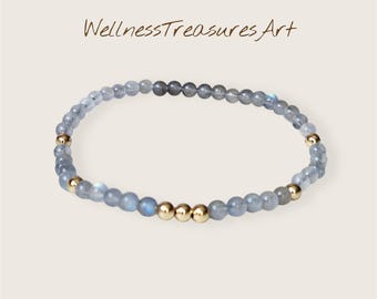 Labradorite bracelet "Motivation & Focus" for women - delicate - 18 karat gold plated