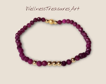 Ruby bracelet "Vitality and Passion" for women - 18 karat gold plated