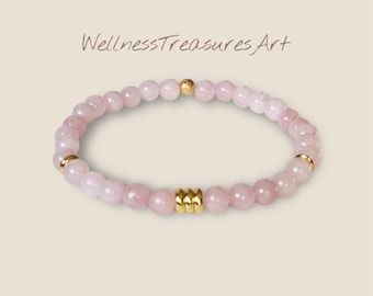 Rose quartz bracelet "Self-love" for women - 18 karat gold plated