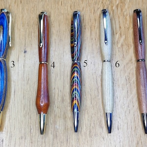 Handgemaakte slimline balpennen met draaimechanisme van verschillende exotische hardhoutsoorten