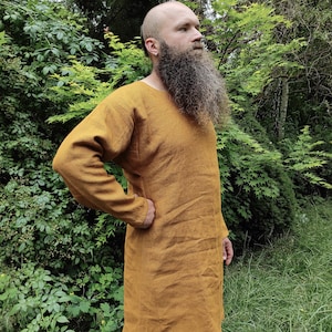 Handmade Linen Viking Tunic – Universal Warrior Outfit, Yellow/Green/Red/Blue, Medieval Reenactment, LARP Costume