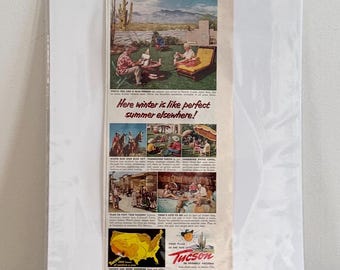 Reklama turystyczna Tucson Arizona z lat 50. XX wieku: wydruk z podróży w stylu vintage
