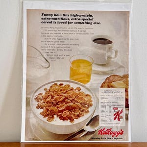 70s Kellogg's Special K Cereal Ad | Vintage Kellogg's Cereal Print Ad | Retro Cereal Ads | Vintage Diner Decor | Retro Kitchen Ad