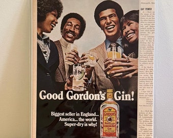 70s Gordon&#39;s Gin Print Ad | Vintage Gordon&#39;s &#39;Best Seller&#39; Print Ad | 70s Black Media Ads | Retro 70s Black Alcohol Ads