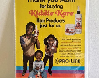 80s Kiddie Kare Black Hair Shampoo Print Ad | Vintage &quot;Thank you Mom&quot; Kiddie Kare Haircare Print Ad | 80s Kids Black Hair Print Ad