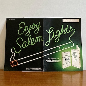 1970 Salem Lights 2-Page Print Ad | Vintage &#39;Enjoy Salem Lights&#39; Print Ad | Vintage Salem Lights Print Ads |  Vintage Menthol Cigarettes Ad
